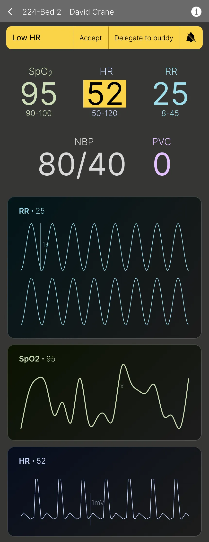 Detailed Patients View With Alerts screen